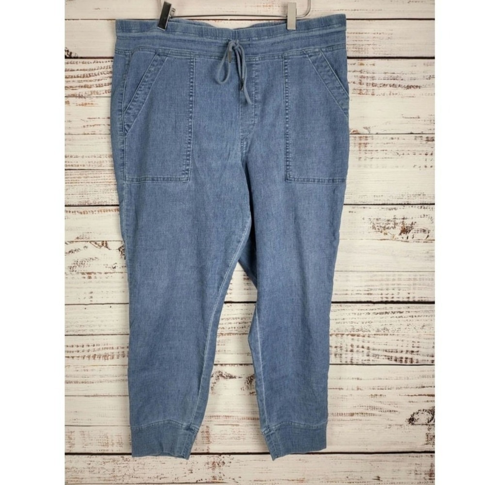Level 99 Pull On Pants XL‎ Womens Blue Cuffed Skinny Leg Mid Rise